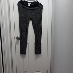 Metallic Black & Silver Leggings, Size L/XL, New.